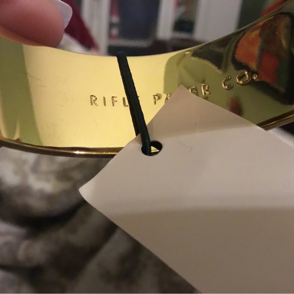 NWT Rifle Paper Co. Brass gold tone plated & enamel cuff - GARDEN PARTY design - Picture 3 of 7